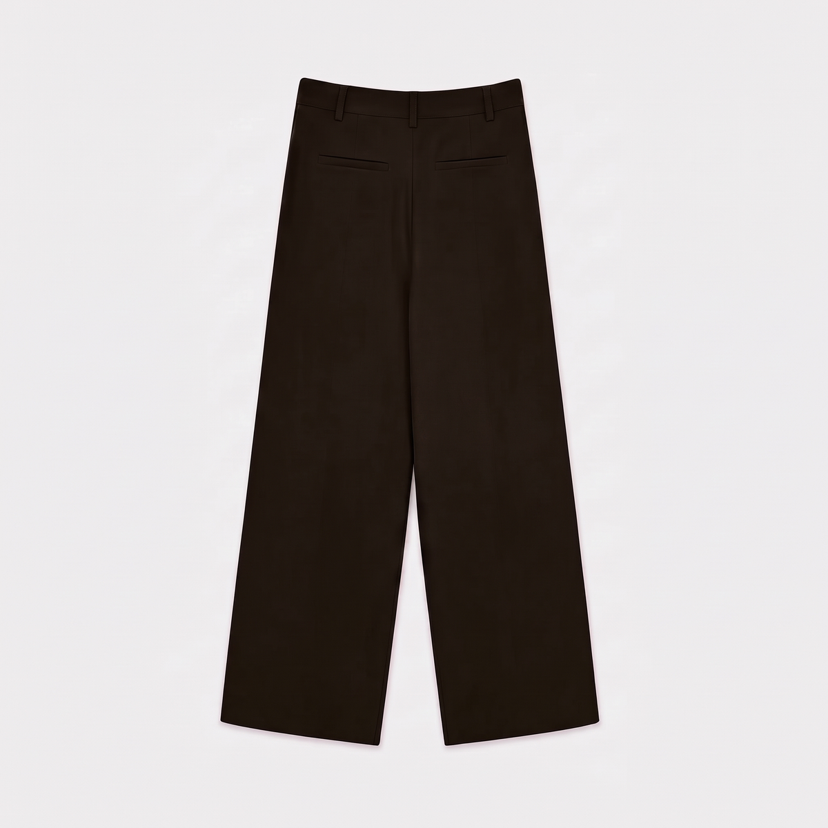 Women's brown wide-leg tailored trousers with double front pleats and fluid drape by STATE OF HER