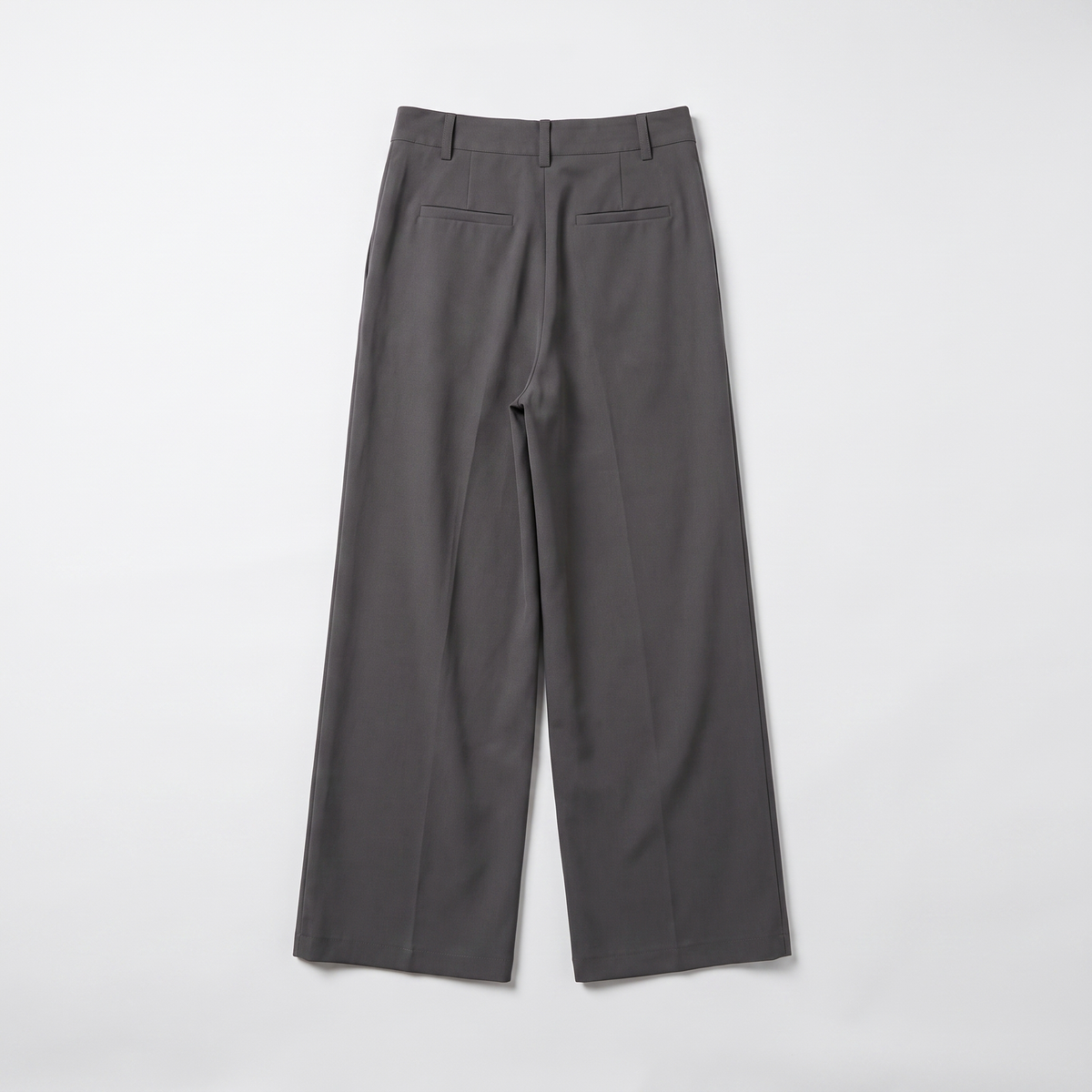 Women's gray wide-leg tailored trousers with double front pleats and fluid drape by STATE OF HER